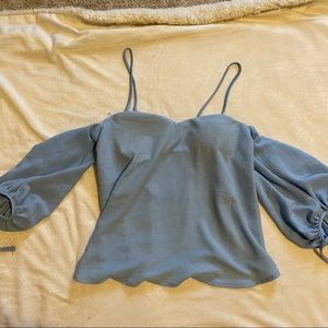 Baby Blue Off The Shoulder Top